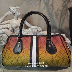 L.A.M.B. Gwen Stefani Rasta Esquival Satchel Designer Leather Celebrity #148